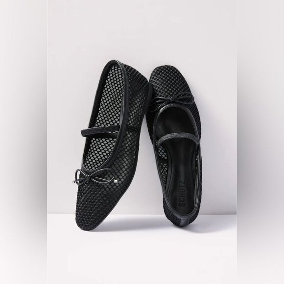 Schutz Arissa Mesh Ballet Flat {Black} - Picture 1 of 5